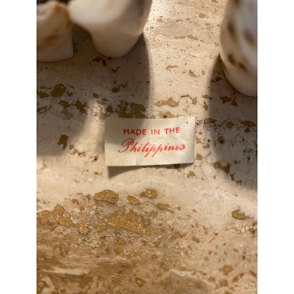 Set Of 8 Vintage Shell Napkin Rings Spotted Design Handmade In The Philippines - Picture 6 of 7